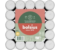Žvakė, arbatinė Bolsius, 4 h, 50 vnt., Balta sp.