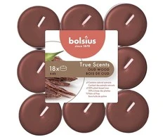 Žvakė, aromatinė Bolsius OUD medienos kvapo, 4 h, 18 vnt.