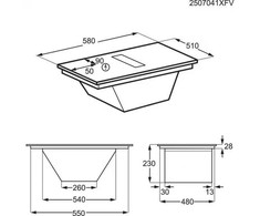 60 cm pločio indukcinė kaitlentė su integruotu gartraukiu Electrolux ECC63410CB