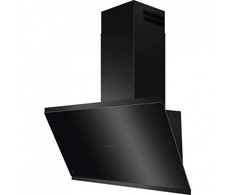 90cm pločio prie sienos montuojamas juodo stiklo gartraukis AEG GV77D91SB