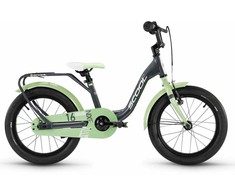 Dviratis S'COOL niXe 16" 1-speed coaster-brake Aliuminio dark pilkas-pastel žalias