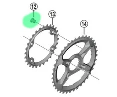 Priekinio dantračio tvirtinimo varžtas Shimano XT FC-M8000-2 M8x9 (4 vnt.)