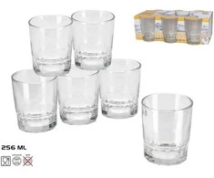 6 stiklo vandens stiklinių rinkinys 256 ml, 9 × 8 × 8 cm, KITCHEN&amp;GO