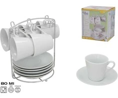 6 puodelių su lėkštutėmis rinkinys, 15,5 x 15,5 x 12 cm, KITCHEN&amp;GO
