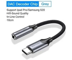 Vention BGMHA USB-C kištukas iki 3.5 mm lizdo 0.1 M adapteris (pilkas)