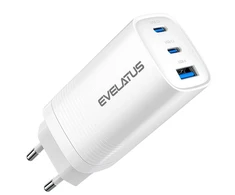 Evelatus 65W Max greitas įkroviklis EU USB-C1/USB-C1/USB-A Baltas