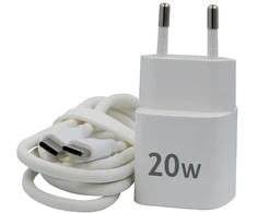 Įkroviklis Evelatus Adapteris FusionChage Wall Charger Bundle 20W Power Adapteris - 60W USB-C to USB-C Silicone Cable Baltas RLC-542 CC