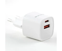 Evelatus Premium 35W Dual-Port USB-C + USB-A ātrā lādētājs Balts