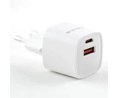 Evelatus Premium 35W Dual-Port USB-C + USB-A ātrā lādētājs Balts