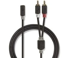 Nedis Stereo Audio kabelis 2x RCA (M) - jack 3.5 mm (F) 0.20 m juoda
