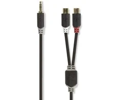 Nedis Stereo Audio kabelis jack 3.5 mm (M) - 2x RCA (F) 0.20 m juoda