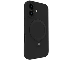 Evelatus iPhone 16 Premium Magsafe ar statīvu Soft Touch Silikona apvalks Melns