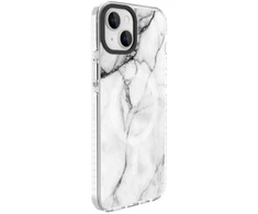 Dėklas Evelatus Apple iPhone 15 Plus PC+TPU With MagSafe Customized Print Marble Baltas