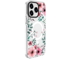 Dėklas Evelatus iPhone 15 Pro Max PC+TPU ar MagSafe Personalizēts drukāts zieds caurspīdīgs