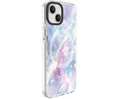 Dėklas Evelatus iPhone 15 hibrīdā vāciņš ar MagSafe PC + TPU ar drukātu dizainu violets