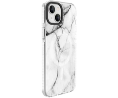 Dėklas Evelatus Apple iPhone 15 Plus PC+TPU With MagSafe Customized Print Marble Baltas