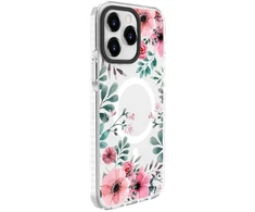 Dėklas Evelatus iPhone 15 Pro Max PC+TPU ar MagSafe Personalizēts drukāts zieds caurspīdīgs
