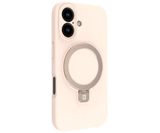 Evelatus iPhone 16 Premium Magsafe ar Statīvu Soft Touch Silikona Aizsargapvalks Rozā Smiltis