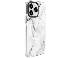 Dėklas Evelatus iPhone 15 Pro PC+TPU ar MagSafe Pielāgota Druka Marmora Balts