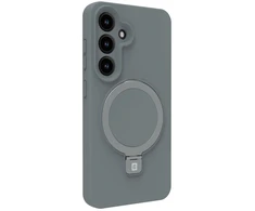Aizmugurējais vāciņš Evelatus Samsung Galaxy S25 Premium Magnetic with Stand Soft Touch Silikoninis dėklas Sidabrinis EVESAMS25PMSSCS ()