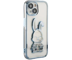 iLike Tylny pokrowiec Apple iPhone 15 Silikoninis dėklas Print Desire Rabbit Mėlyna ILIAPP15PDRPBL