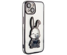 iLike Galinis dangtelis Apple iPhone 14 Silikoninis dėklas su raštu Desire Rabbit Juodas ILIAPP14PDRB