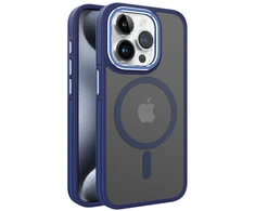 „iLike“ galinis dangtelis Apple iPhone 15 dvigubo metalinio rėmelio „MagSafe“ dėklas Mėlyna ILIAPP15MGB