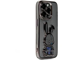 iLike Tylny pokrowiec Apple iPhone 15 Pro Max Silikoninis dėklas Print Desire Rabbit Juodas ILIAPP15PMPDRB