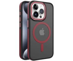 „iLike“ galinis dangtelis Apple iPhone 15 Pro dvigubo metalinio rėmelio „MagSafe“ dėklas Raudona ILIAPP15PMMGR