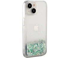 iLike Apple iPhone 15 Silikoninis dėklas Vanduo Glitter Sidabrinis