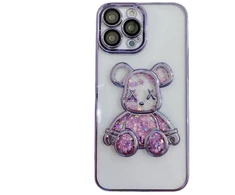 iLike Dėklas na telefon Tylny pokrowiec Apple iPhone 14 Pro Silikoninis dėklas Print Desire Bear Violetinė (ILIAPP14PPDBPR)
