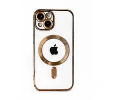 Dėklas iLike Apple iPhone 15 Electroplate TPU Case with MagSafe Transparent Gold