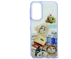 iLike galinis dangtelis Samsung Galaxy A15 epoksidinės plėvelės dėklas Violetinė Balta ILISAMA15ECCWB