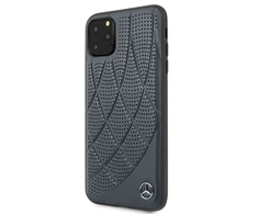 Dėklas Mercedes-Benz Apple iPhone 11 Pro Max Quilted Genuine Leather Mėlyna