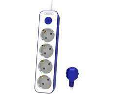 Akcija! PHILIPS pagarinātājs 4 ligzdas balts ar zilu CHP2145U/58