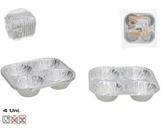 Aliuminio kepimo formelės (4 vnt.), 3 x 15,5 x 15,5 cm, KITCHEN&amp;GO
