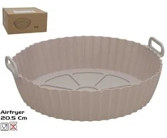 Apvalus silikoninis kepimo indas oro gruzdintuvei, pilkas, 6,5 x 20,5 x 20,5 cm, KITCHEN&amp;GO