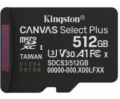 Atminties kortelė Atmiņas karte Kingston Micro SDXC 512GB Canvas Select Plus bez adaptera 740617348583 SDCS3/512GBSP (740617348583)