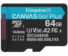 Atminties kortelė KINGSTON 64 GB Micro SDXC CANVAS GO! PLUS GEN4 200R A2 U3 be adapterio