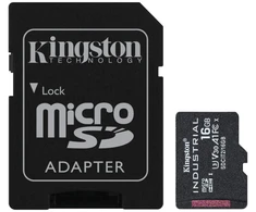 Kingston 16GB Micro SDHC Industrial C10 A1 pSLC Card + SD Adapteris