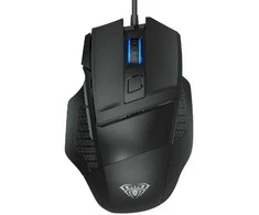 Aula S12 Multi-krāsu apgaismojuma Vada Spēļu Optiskā pele 7 pogas 800-4800dpi ar ergonomisku formu Melna