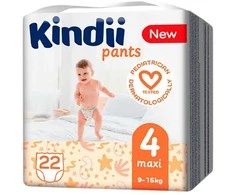 Kindii KINDI Sauskelnės-kelnaitės maxi 4 dydis (9-15 kg) 22 vnt