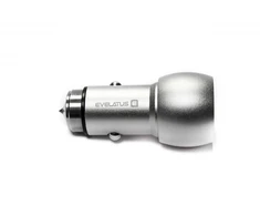 Evelatus Universal Car Charger ECC01 2USB port 3.1A with stainless steel escape tool Sidabrinis