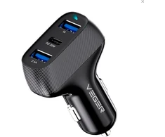 Įkroviklis Usams Ładowarki Veger CC271 Rigorous PD37W (2A1C) carcharger Juodas