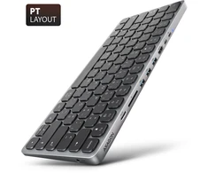 Axagon HMC-KB-PT USB-C 5 Gbps klaviatūros (PT) 9 in 1 šakotuvas