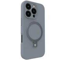 Dėklas Evelatus iPhone 16 Pro Max Premium Magsafe ar Statīvu Soft Touch Silikona Vāciņš Sudrabs