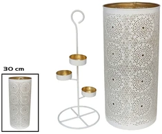 Garden4You Balta žvakinis žibintas su pagrindu Manju 13,00 x 13,00 x 30,00 GARDEN ENJOY