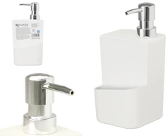 Baltas kempinės laikiklis su muilo dozatoriumi 650 ml, 20.5×9.5×9.5 cm, 12359, Kinvara
