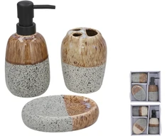 Bathgo „Gerimport Merida“ keraminių vonios reikmenų rinkinys, muilo dozatorius ir dantų šepetėlių laikiklis, 8,00 x 8,00 x
