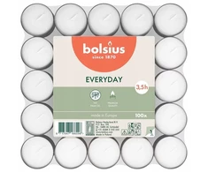 Bolsius arbatinės žvakės 100 vnt. baltas